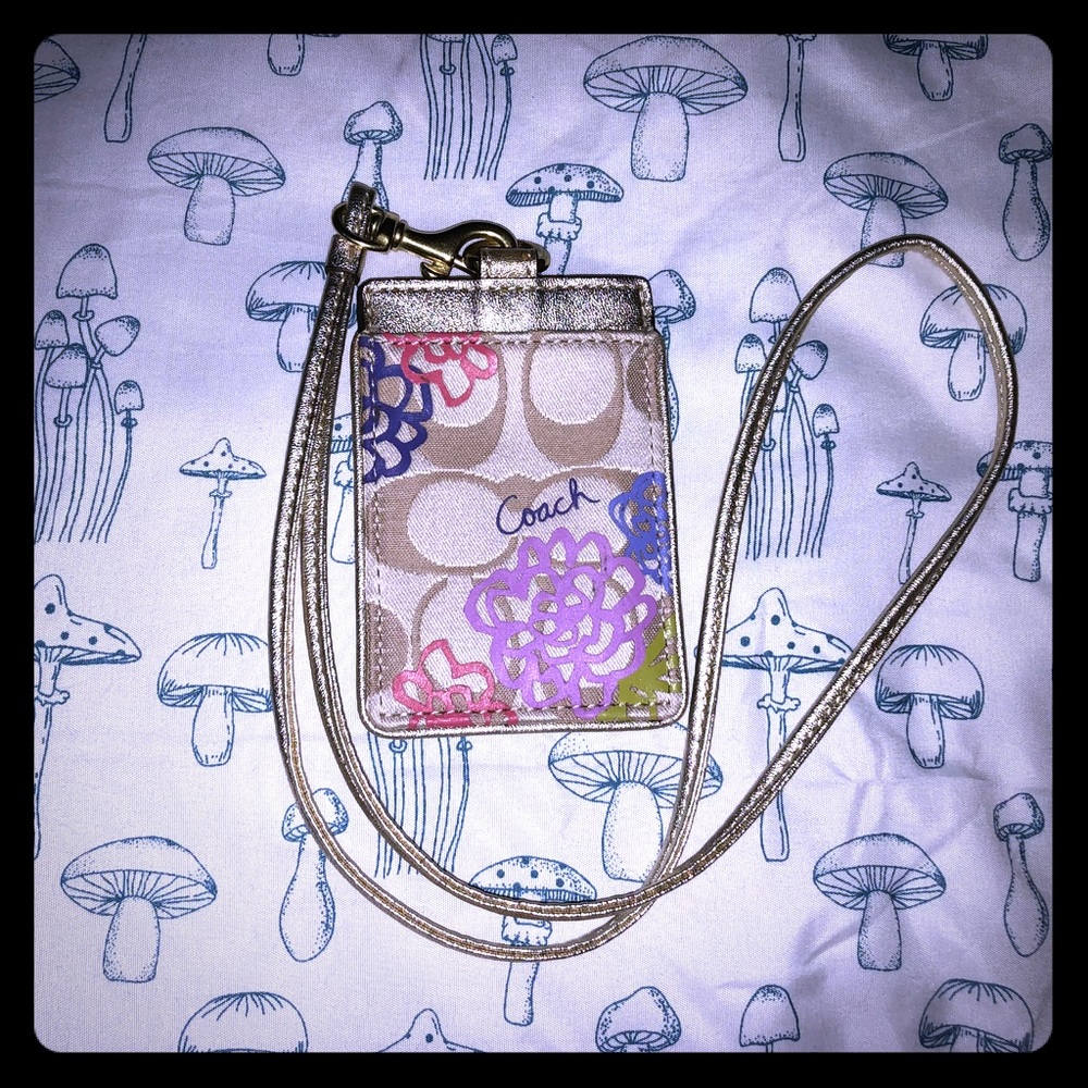 Coach floral lanyard / id / credit card holder